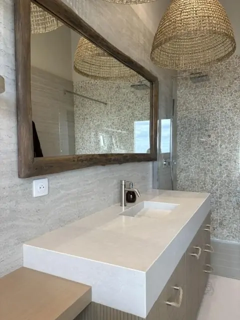 Zoom sur le plan vasque sur mesure en Silestone